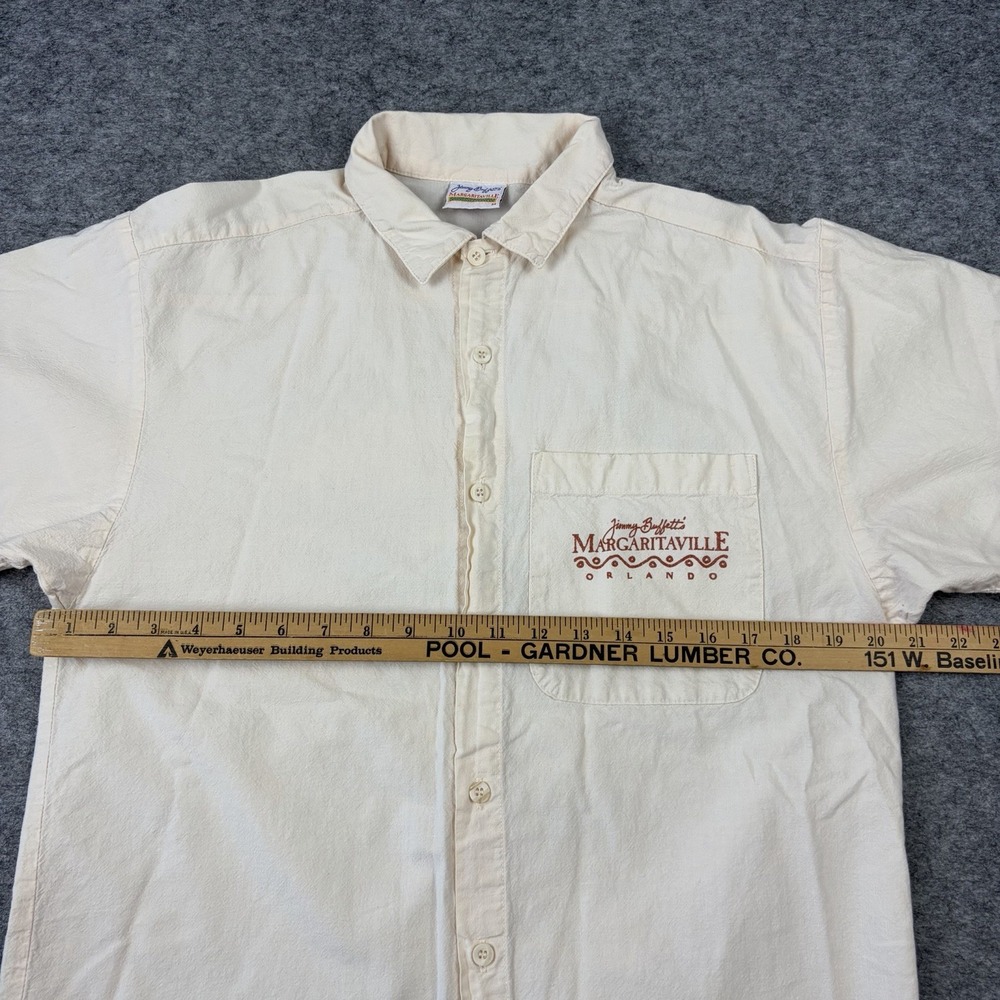 Vintage Jimmy Buffet Margaritaville Shirt Mens Medium Cream Button Front 1995 - Picture 6 of 7